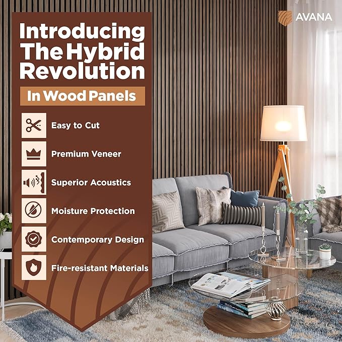 Avana Modern Acoustic Wood Wall Panels – 47.2 X 12.6 Inch Walnut Acoustic - Image 2