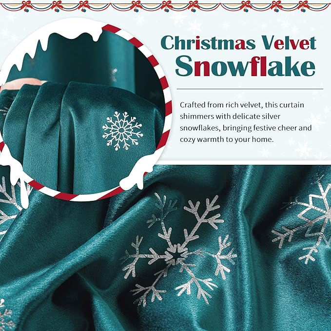 FMFUNCTEX Snowflake Christmas Velvet Blackout Curtains - Image 5