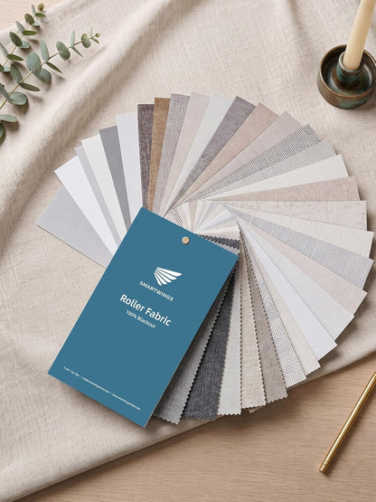 SmartWings Motorized Smart Roller Shades, 100% Blackout Samples | Customized Roller Blinds Fabric with Light Blocking Coating, Color Samples for Reference