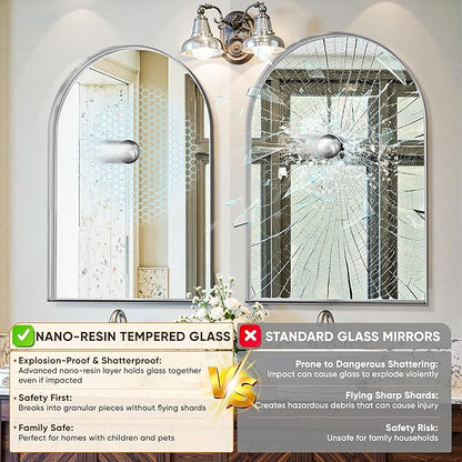 Arched Mirror 26"x38", Bathroom Mirror, Wall Mounted Vanity Mirror - Image 6