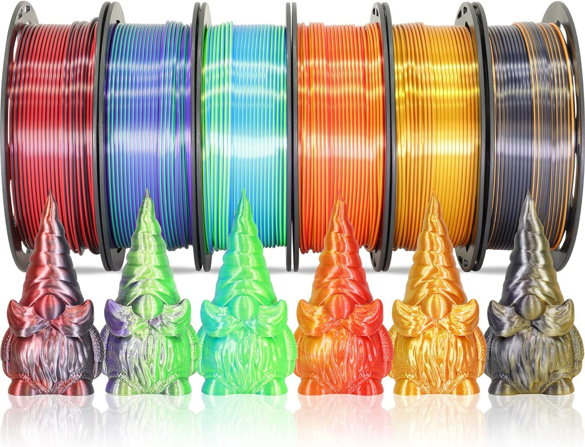 mika3d 6 spools bicolor dual color 1.75mm 3d, main product view