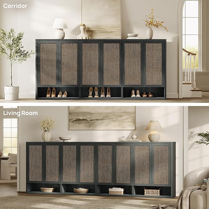 SICOTAS Rattan Shoe Storage Cabinet - Image 4