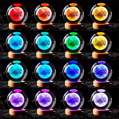 3D Moon Crystal Ball Lamp, 3.15 inch Crystal Ball Night Light - Image 2