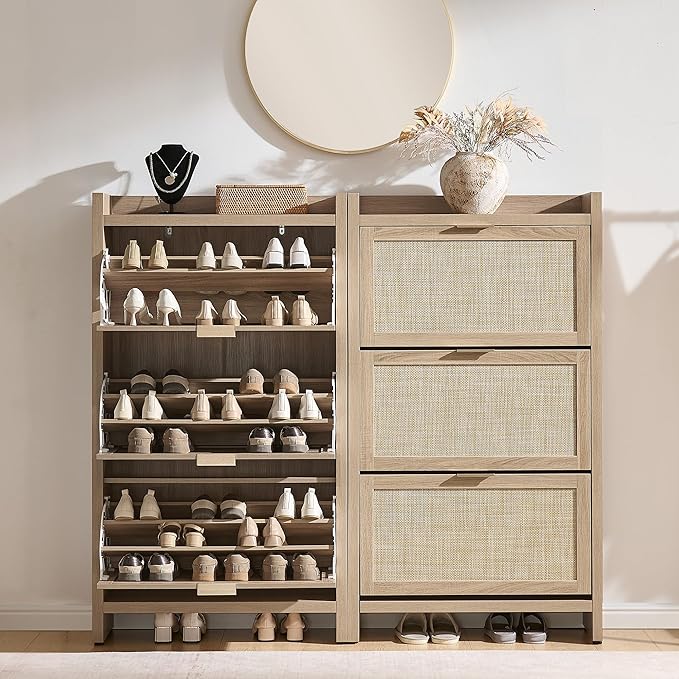 SICOTAS Rattan Shoe Storage Cabinet - Image 5