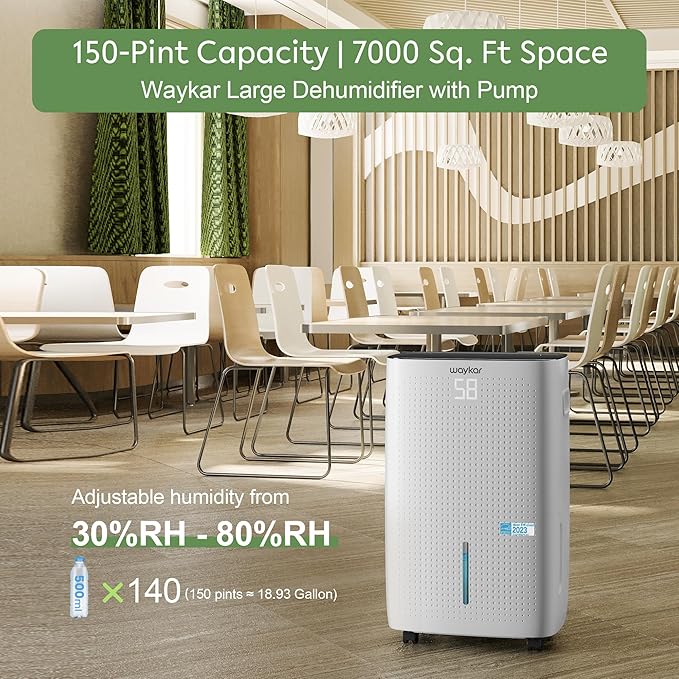 Waykar 150 Pints 7, 000 Sq. Ft Energy Star Dehumidifier - Image 4