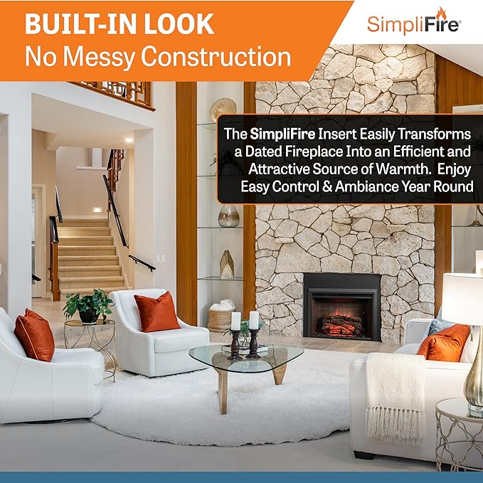 SimpliFire Electric Fireplace Insert, 32-Inch Black Traditional Fire Place - Image 8