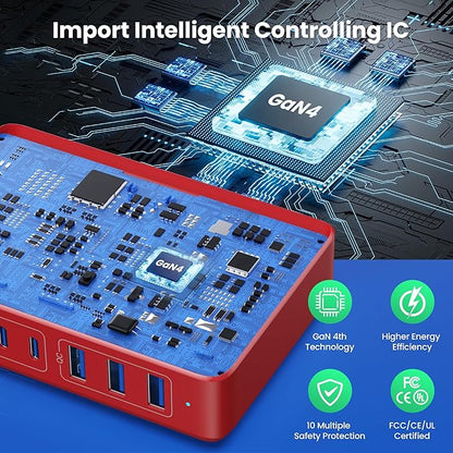 USB C Charger 300W USB C Charger Block, 8-Ports GaN IV Fast Charging Station Hub - Image 4