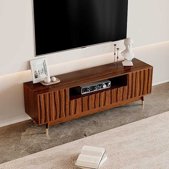 ATJafurn 66‘’ Brown Walnut Finish TV Stand - Image 9