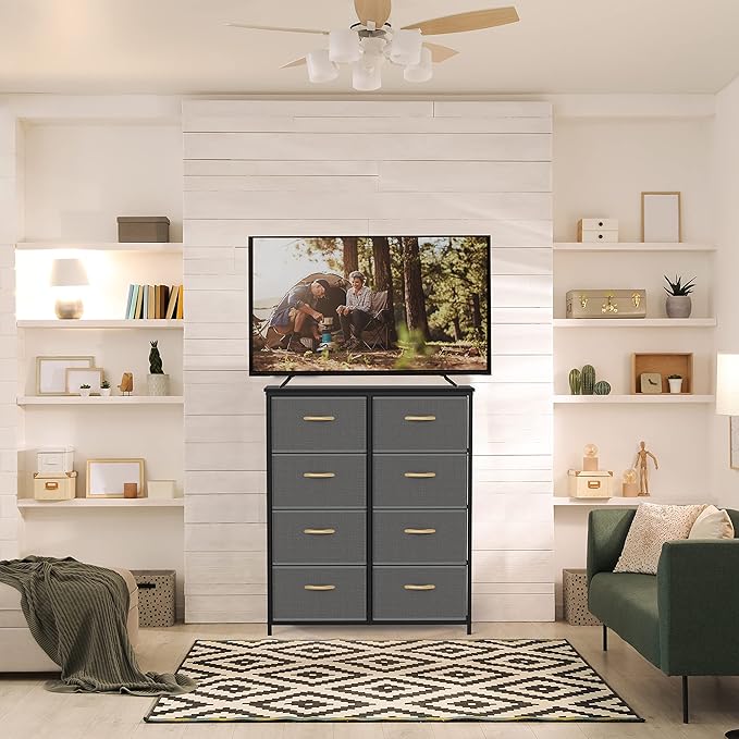 SIMPLE HOUSEWARE 8 Drawer Wide Dresser Tall Storage Tower, Dark Grey - Image 8