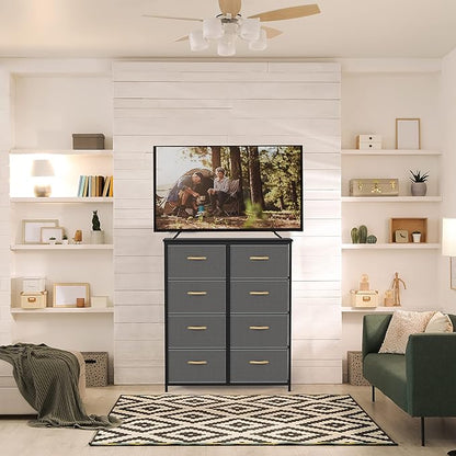 SIMPLE HOUSEWARE 8 Drawer Wide Dresser Tall Storage Tower, Dark Grey - Image 8