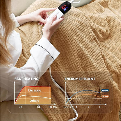 Heated Blanket Electric Blanket Full Waffle, 72x84 Inches Sherpa Fleece Fast - Image 4
