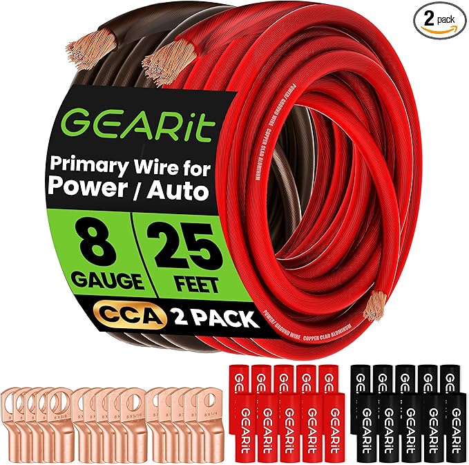 GearIT 8 Gauge CCA Battery Cable by GEARit