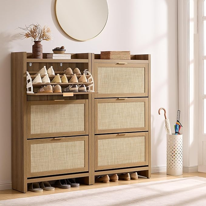 SICOTAS Rattan Shoe Storage Cabinet - Image 6