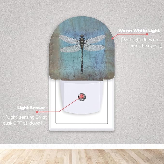 Axxitude Vintage Dragonfly Night Lights Plug into Wall - Image 2