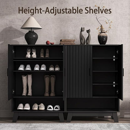 4-Tier Fluted Shoe Cabinet - Image 3