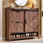 OKD Shoe Storage Cabinet with 2 Flip Drawers & Sliding Door, Farmhouse Entryway by OKD