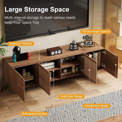 Pajiasen 70.87″ Mid Century Modern Walnut TV Stand - Image 6