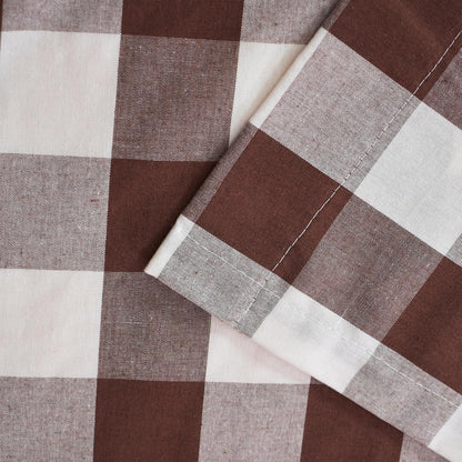 2 Pieces Buffalo Check Valances Curtains for Living Room Windows 18" Long Classic Gingham Plaid Bedroom Bathroom Rod Pocket Country Farmhouse Kitchen Window Curtain Valances - Brown & White
