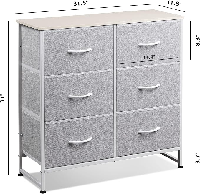 WLIVE Fabric Dresser for Bedroom, 6 Drawer Double Dresser, Storage Tower - Image 3