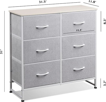 WLIVE Fabric Dresser for Bedroom, 6 Drawer Double Dresser, Storage Tower - Image 3
