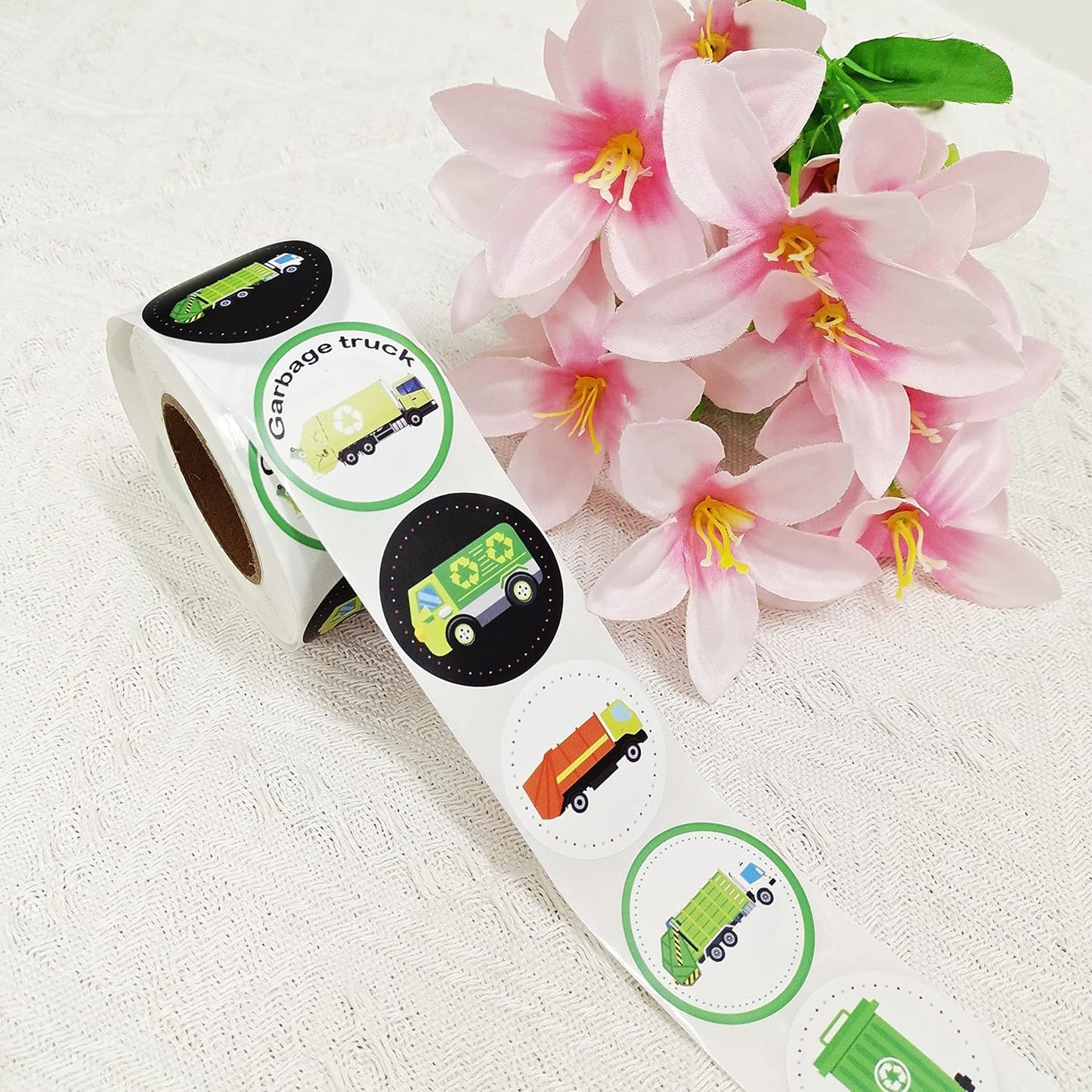500 Garbage Truck Themed Party Decorations Labels Roll Stickers Rubbish Truck Baby Shower Birthday Waste Management Recycling Party Supplies Decorations Favors Stickers