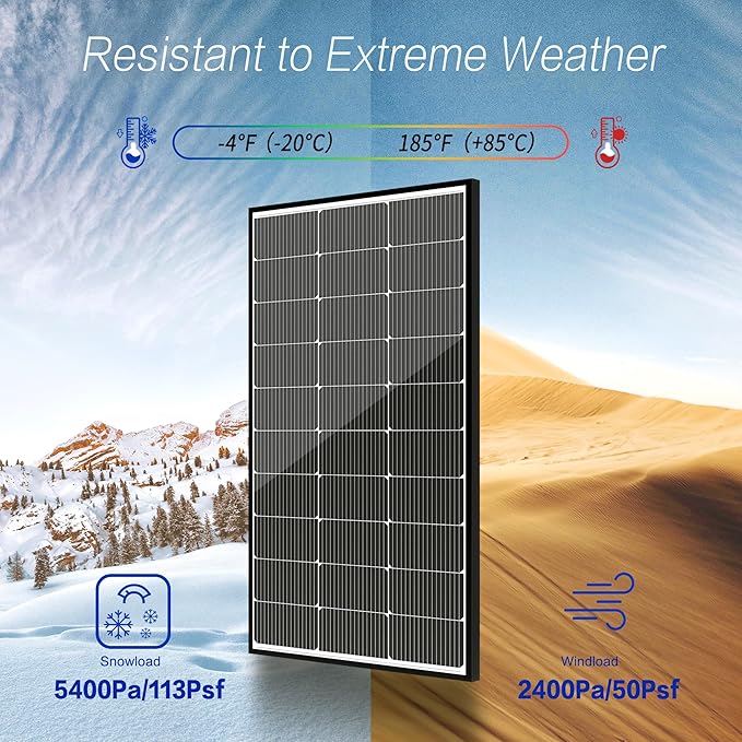 JJN 100 Watt Solar Panel, N-Type 16BB High Efficiency 12 Volt Solar Panels - Image 5