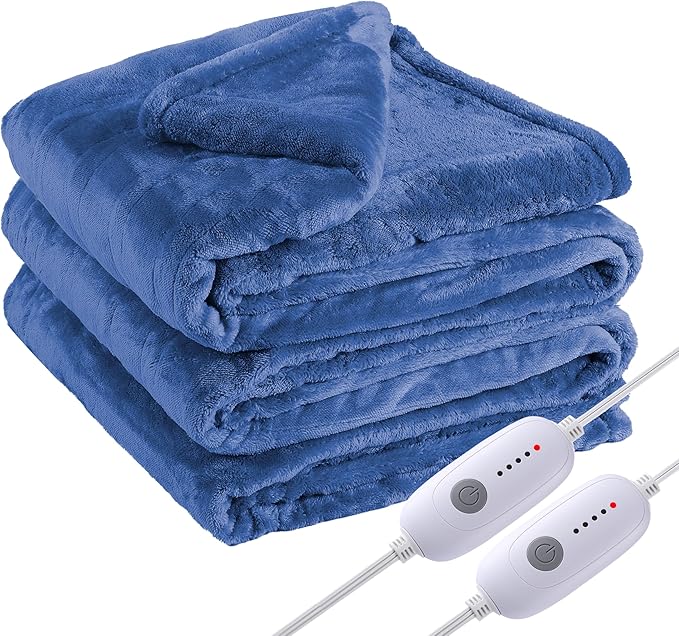 Electric Heated Blanket Queen Size 84"×90" Dual Control, 5 Heating Settings & by EydnaEletcricBlanket
