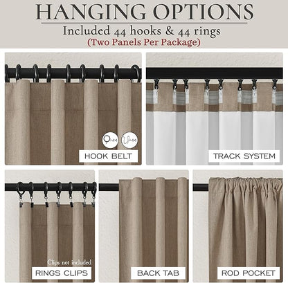 Rust Brown Blackout Curtains 60 Inches Extra Wide Linen 96 Inch Length - Image 3