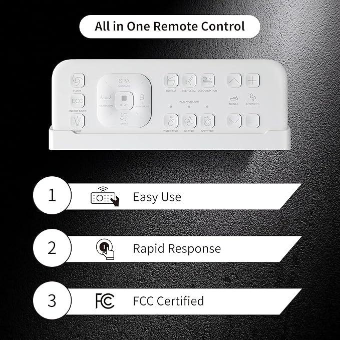 Smart Bidet Toilet with Auto Lid&Seat, Auto 1000 Gram MaP Score Flush, ADA - Image 5