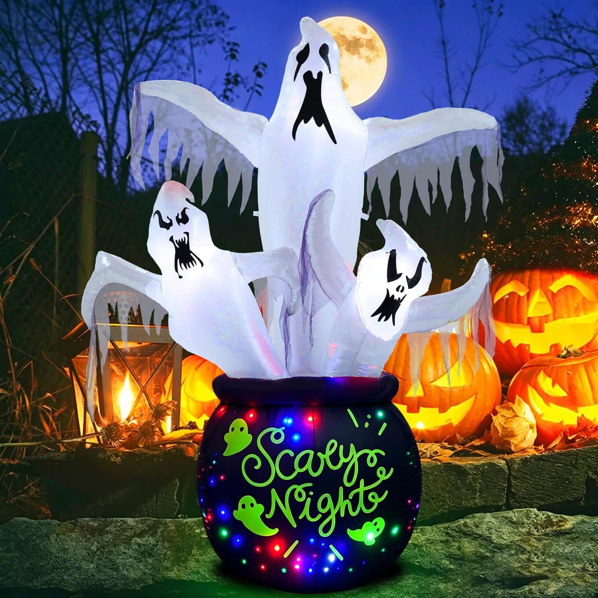 8FT Halloween Inflatables Outdoor Decorations Scary Large Ghost Decor
