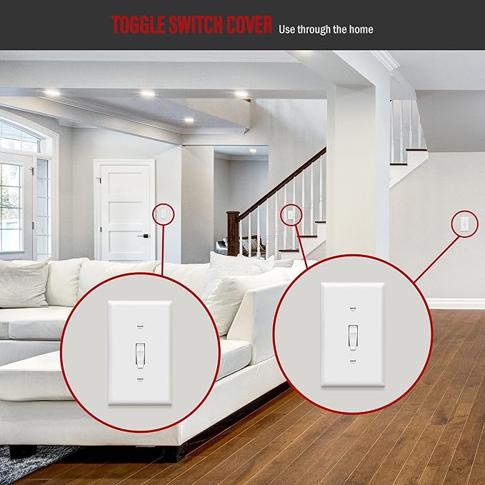 ENERLITES Toggle Light Switch Wall Plate, Gloss Finish, Standard Size 1-Gang - Image 6