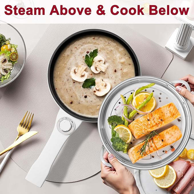Dezin Hot Pot Electric with Steamer Upgraded, Non-Stick Sauté Pan, Rapid - Image 4