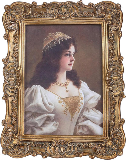 Antique Picture Frames 4x6 Vintage Victorian Ornate Picture Frames with Front Glass Wall Mount and Tabletop Baroque Home Decor Retro Gallery Wall Decor,1 Pack,Bronze