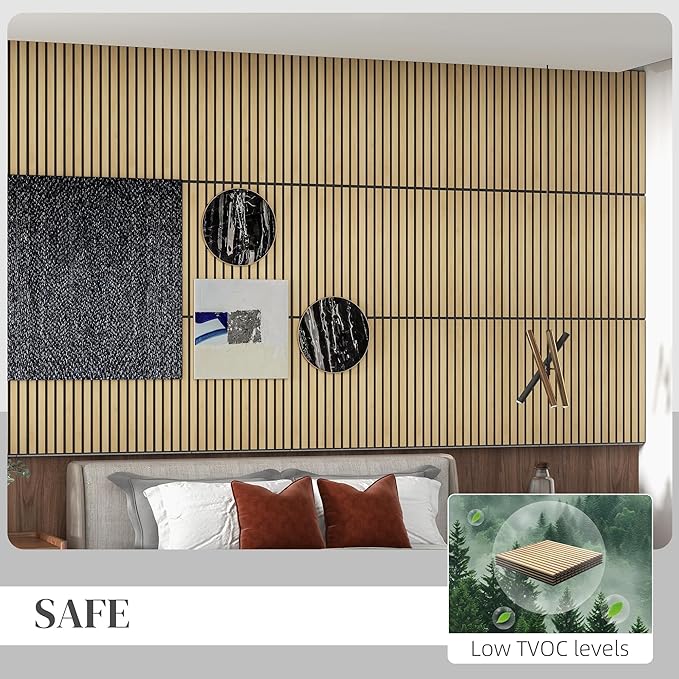 HOMCOM 4 Pack 3D Acoustic Panels, Wood Slat Wall Paneling - Image 5