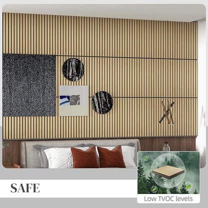 HOMCOM 4 Pack 3D Acoustic Panels, Wood Slat Wall Paneling - Image 5