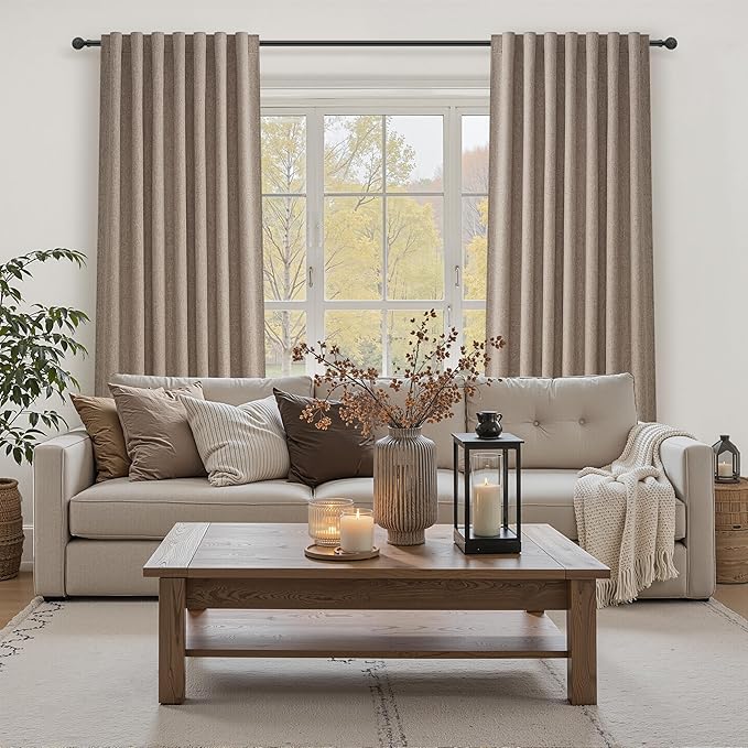 Dark Flax Black Out 92 Inch Long Boho Curtains 2 Panel Set, Farmhouse Curtain - Image 7