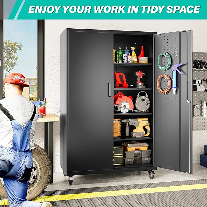 SISESOL Wide & Deep Metal Storage Cabinet - Image 3