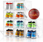 10 Pack Large Shoe Boxes Clear Plastic Stackable, Shoe Storage Organizer by Stebopum