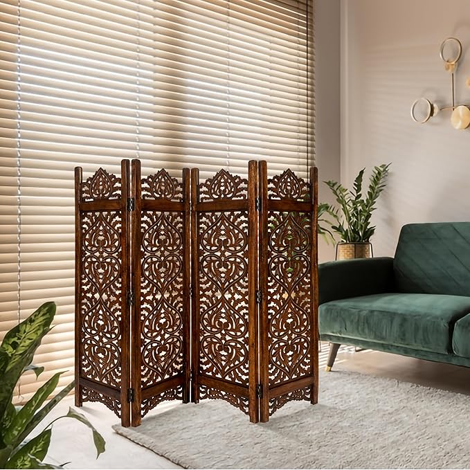 Lightnpro 4-Panel Wood-Heart Room Divider 64" × 48" by Lightnpro