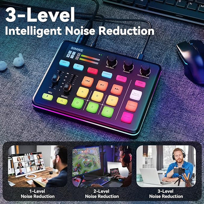 SINWE G1 Gaming Audio Mixer, RGB Audio Interface - Image 3