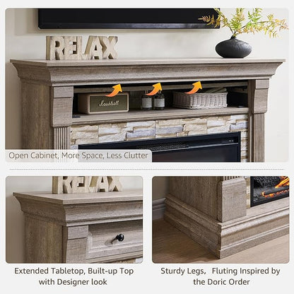 OKD 52" Farmhouse Electric Fireplace TV Stand - Image 3