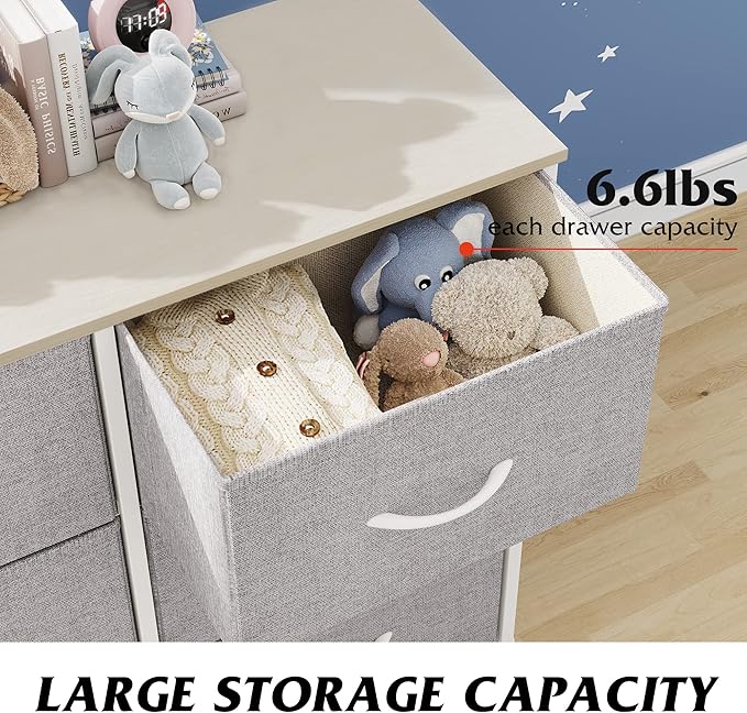 WLIVE Fabric Dresser for Bedroom, 6 Drawer Double Dresser, Storage Tower - Image 5