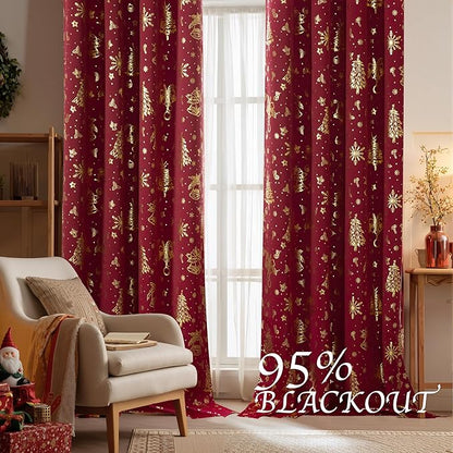 NICETOWN 2 Panels Christmas Cafe Curtains - Image 4