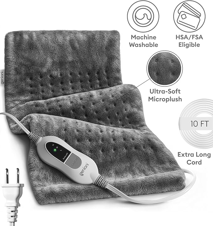 GENIANI Electric Heating Pad for Back Pain & Cramps Relief, Electric Throw - Image 4