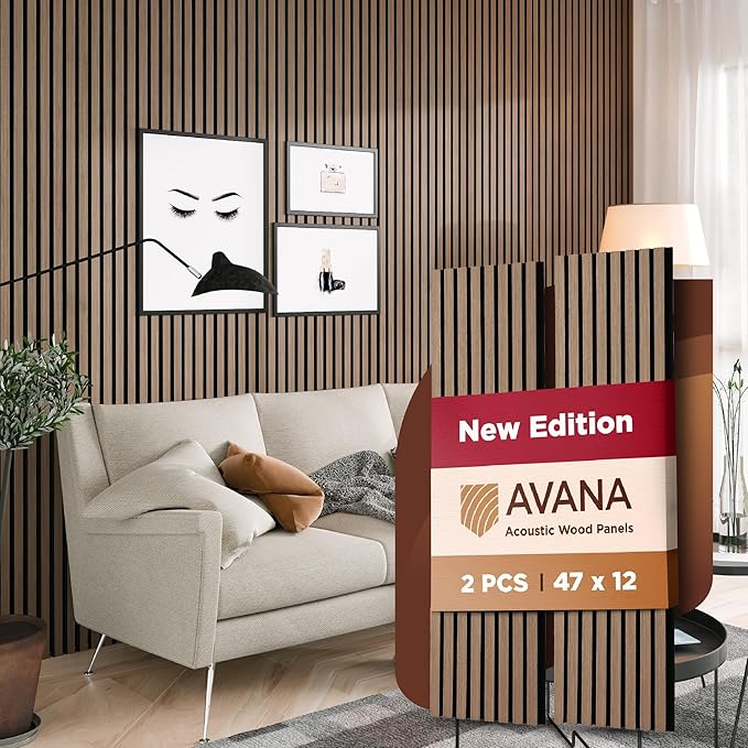 Avana Acoustic Wood Wall Panels – 47.2 X 12.6 Inch Smoke Walnut Acoustic Panels by AvanaHome