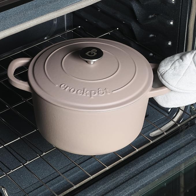 Crock Pot Artisan 7-Quart European Enameled Round Cast Iron Dutch Oven Pot - Image 5