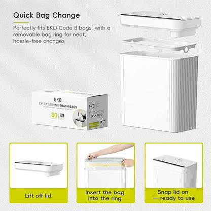 EKO Brio 10L/2.6 Gallon Motion Sensor Trash Can, Automatic Touchless Bathroom - Image 6