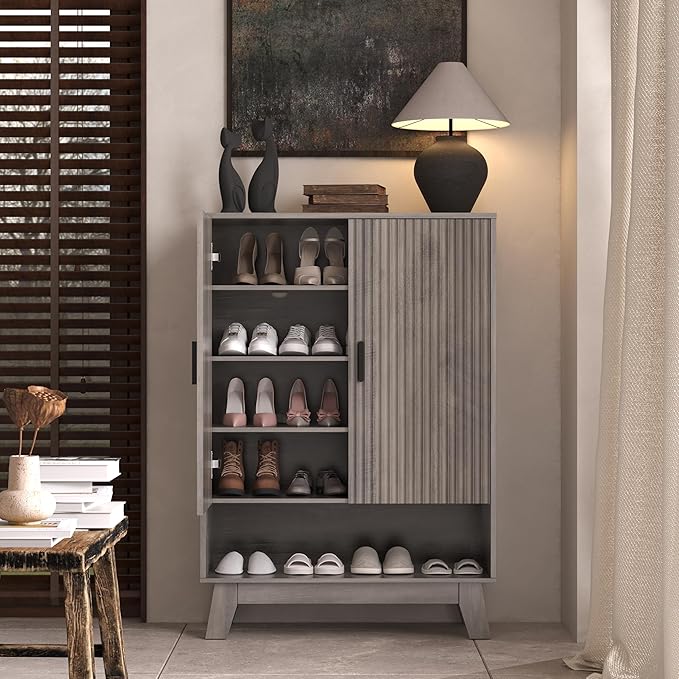 4-Tier Fluted Shoe Cabinet - Image 8