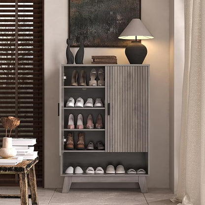 4-Tier Fluted Shoe Cabinet - Image 8
