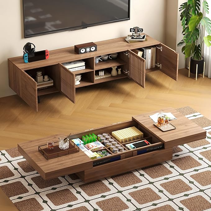 gaoyangjiaju Mid-Century Modern Expandable Coffee Table & TV Stand Set - Image 5